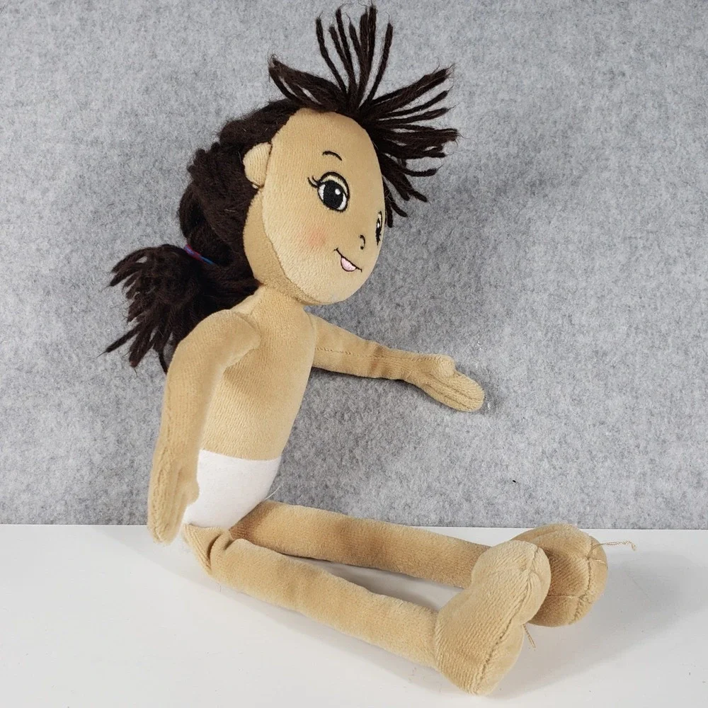 Vintage 2001 Gymboree Plush Doll Girl Brown Yarn Hair Diaper 12